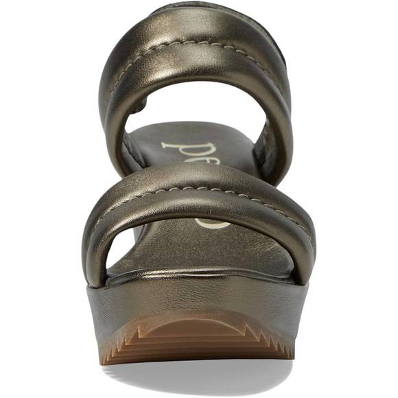 NEW PEDRO GARCIA women's fioralba wedge sandals in bronze nappa lame - Picture 2 of 5